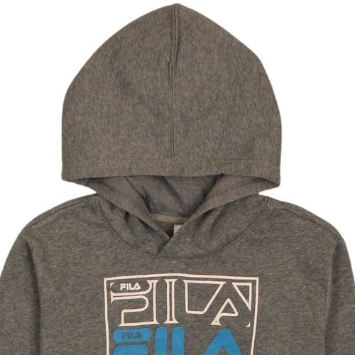 FILA Boys Grey & Blue Pullover Hoodie Size 11-12 Years Graphic Print