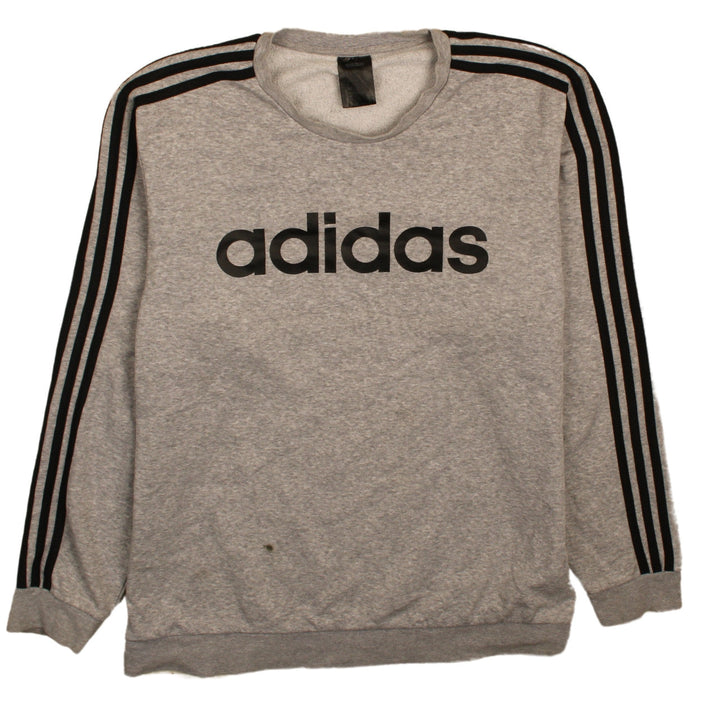 adidas Men’s Grey Crew Neck Sweatshirt L Logo Pullover