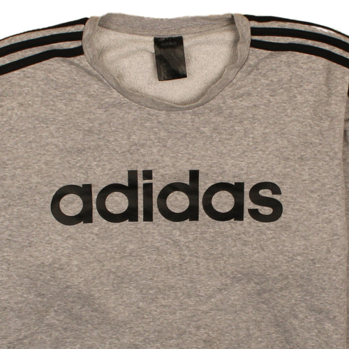 adidas Men’s Grey Crew Neck Sweatshirt L Logo Pullover