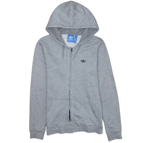 Adidas Women’s Grey Full Zip Hoodie Size 14 Classic Hooded Sweatshirt