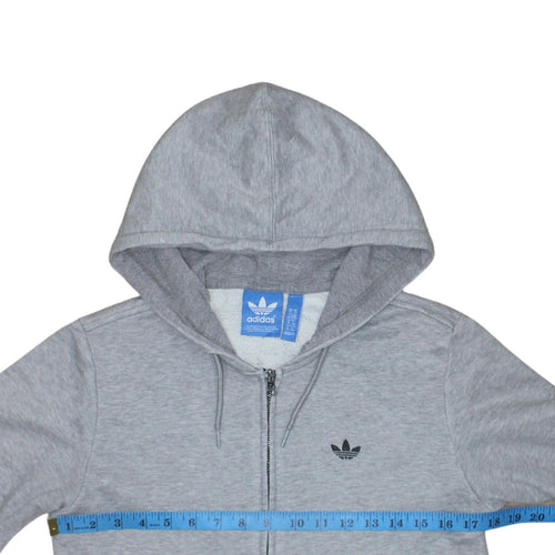 Adidas Women’s Grey Full Zip Hoodie Size 14 Classic Hooded Sweatshirt