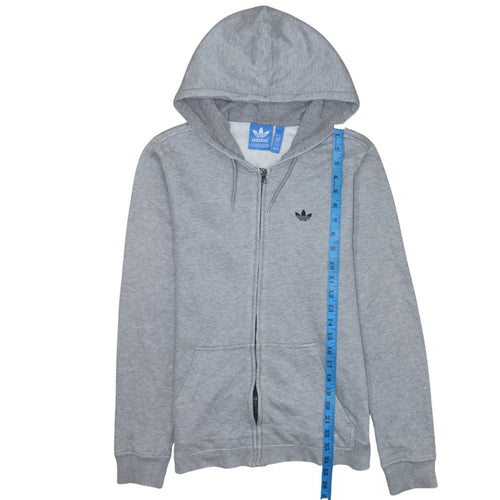 Adidas Women’s Grey Full Zip Hoodie Size 14 Classic Hooded Sweatshirt