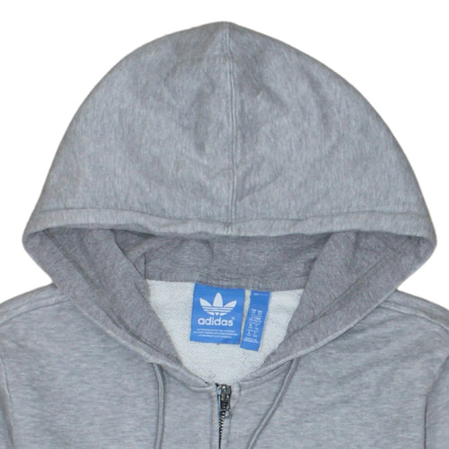 Adidas Women’s Grey Full Zip Hoodie Size 14 Classic Hooded Sweatshirt