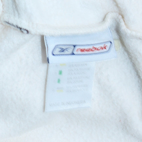 Reebok Men's White Pullover Hoodie Small Athletic Logo Sweatshirt