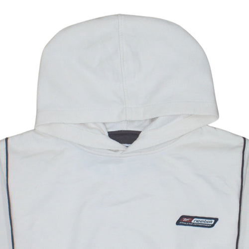 Reebok Men's White Pullover Hoodie Small Athletic Logo Sweatshirt