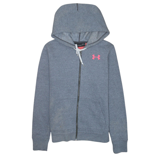 Under Armour Women Grey Full Zip Hoodie Medium Loose Fit