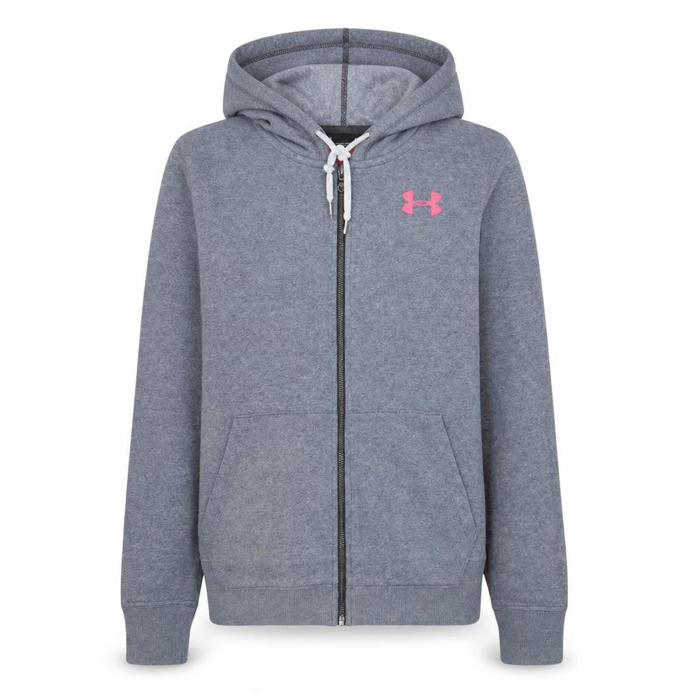 Under Armour Women Grey Full Zip Hoodie Medium Loose Fit