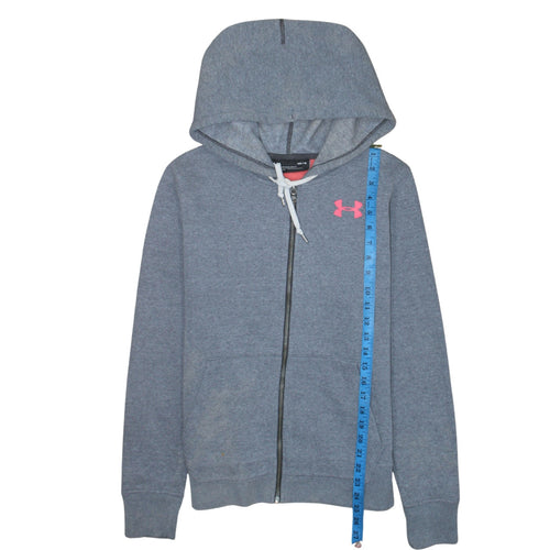 Under Armour Women Grey Full Zip Hoodie Medium Loose Fit