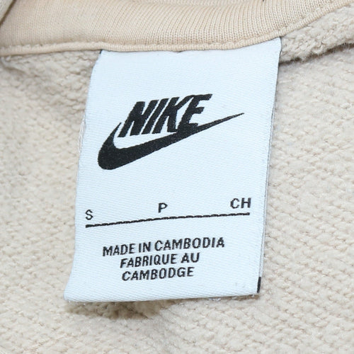 Nike Women Beige Pullover Hoodie Small Cotton Blend Casual Fit