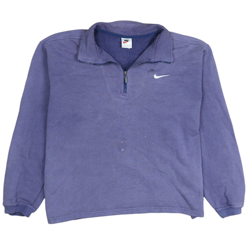 Nike Women Purple 1/4 Zip Sweatshirt M Logo Embroidered Pullover
