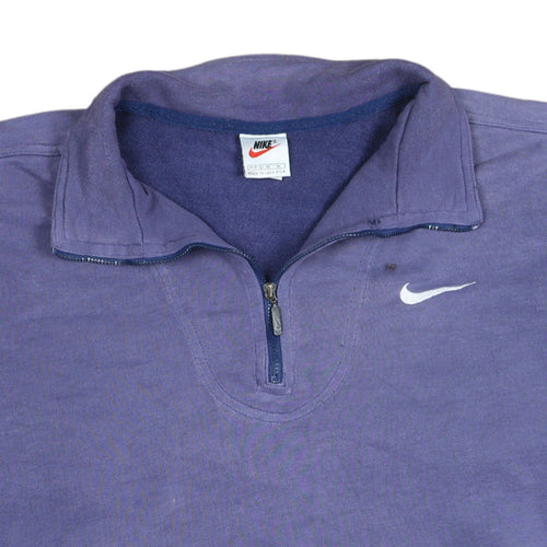 Nike Women Purple 1/4 Zip Sweatshirt M Logo Embroidered Pullover