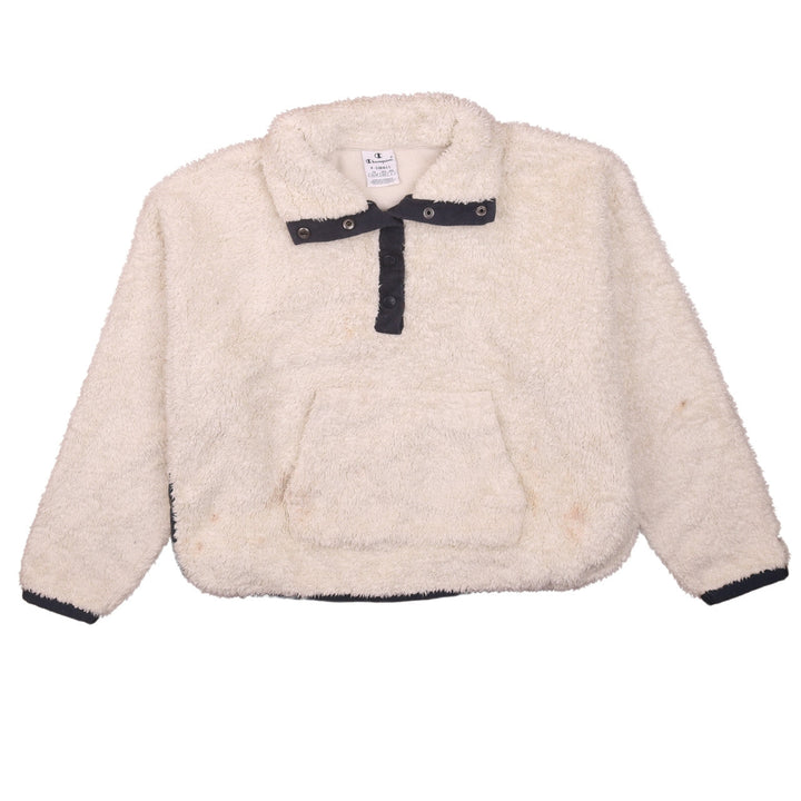 Champion Womens Ivory Fleece Pullover Henley Sweatshirt XS