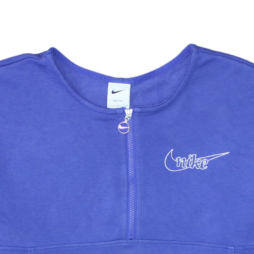 Nike Women Blue Dri-Fit 1/2 Zip Pullover Sweatshirt Size L