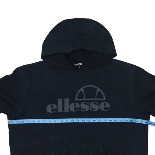 Ellesse Men Black S Pullover Hoodie Classic Logo Cotton Sweatshirt