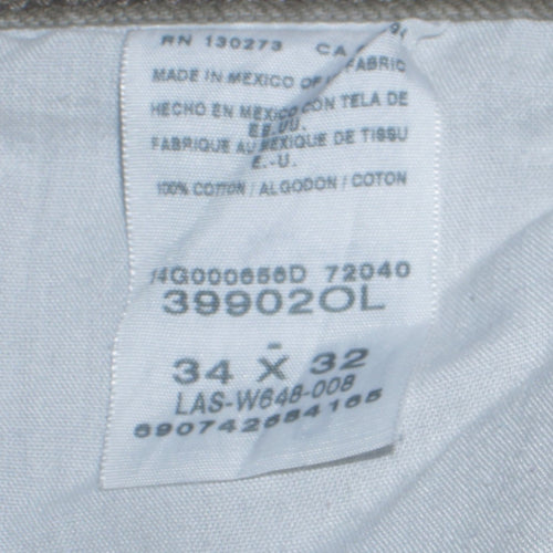 Wrangler Men's Beige Regular Fit Cotton Straight Jeans 34x32