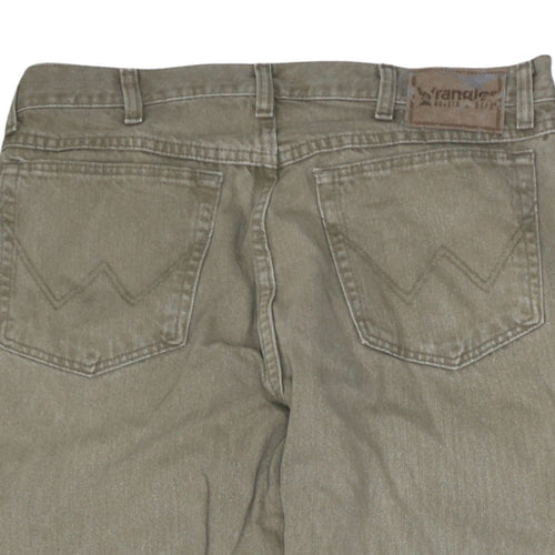 Wrangler Men's Beige Regular Fit Cotton Straight Jeans 34x32