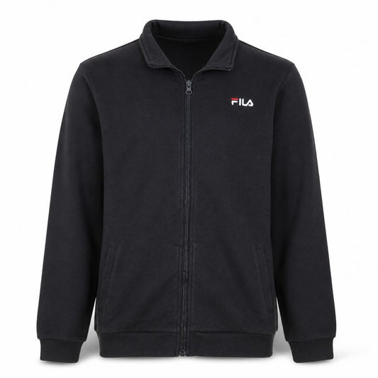 Front view of Fila boys’ black full zip track jacket xl 14-15 years cotton blend