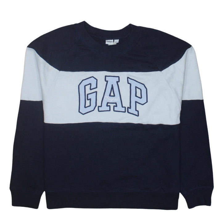 GAP Women Navy Blue Colourblock Cotton Sweatshirt M