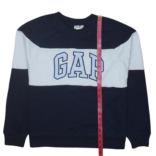 GAP Women Navy Blue Colourblock Cotton Sweatshirt M