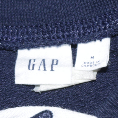 GAP Women Navy Blue Colourblock Cotton Sweatshirt M