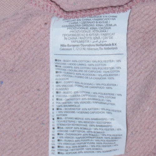 Nike Womens Pink Full Zip Hoodie Small Cotton Blend Sweatshirt