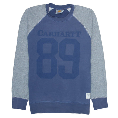 Carhartt Men's Blue Logo Crew Neck Sweatshirt Size S