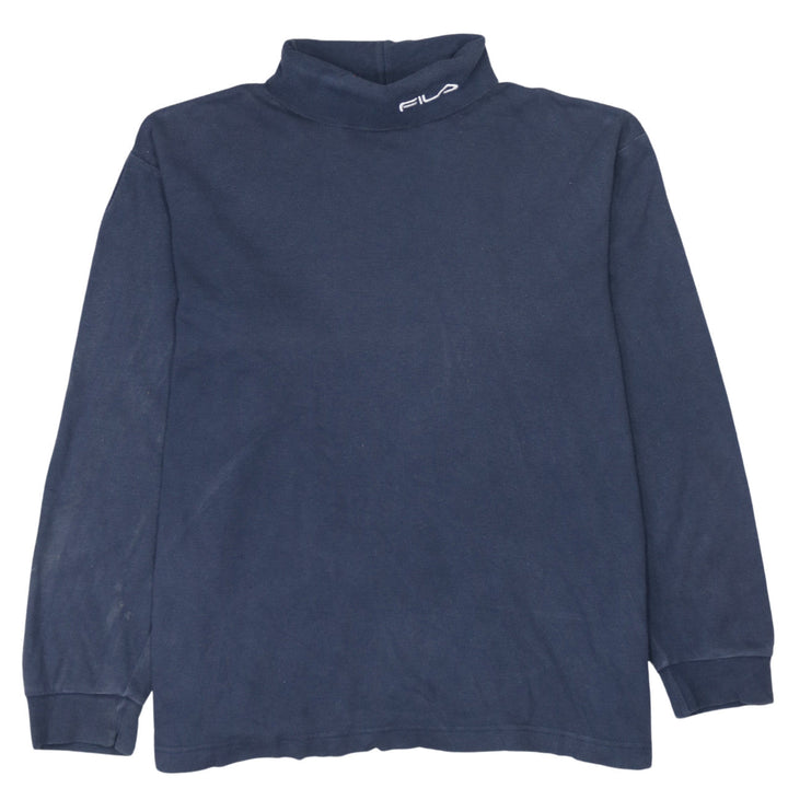Fila Men's Blue Cotton Mock Neck Pullover Sweatshirt XL