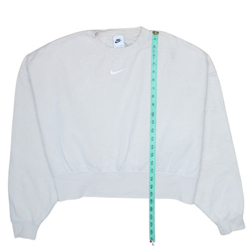 Nike Women Beige XS Pullover Crew Neck Sweatshirt Cotton Blend
