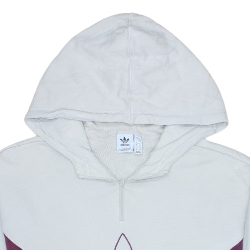 Adidas Women’s Beige & Navy Colourblock Hoodie Size 8 Full Zip Cotton Blend