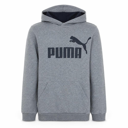 Puma Boys Grey Pullover Hoodie 13-14 Years Fleece Logo Sweatshirt