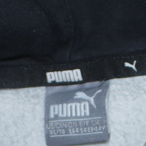 Puma Boys Grey Pullover Hoodie 13-14 Years Fleece Logo Sweatshirt