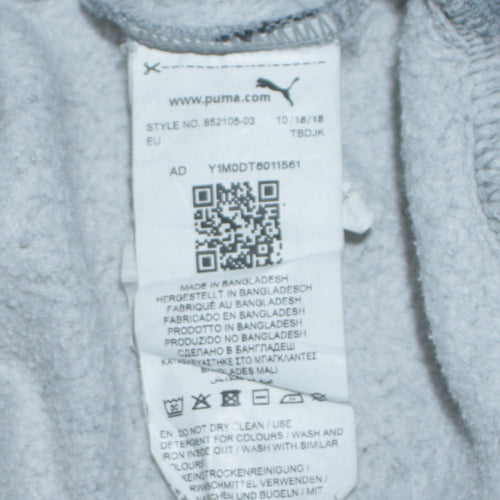 Puma Boys Grey Pullover Hoodie 13-14 Years Fleece Logo Sweatshirt