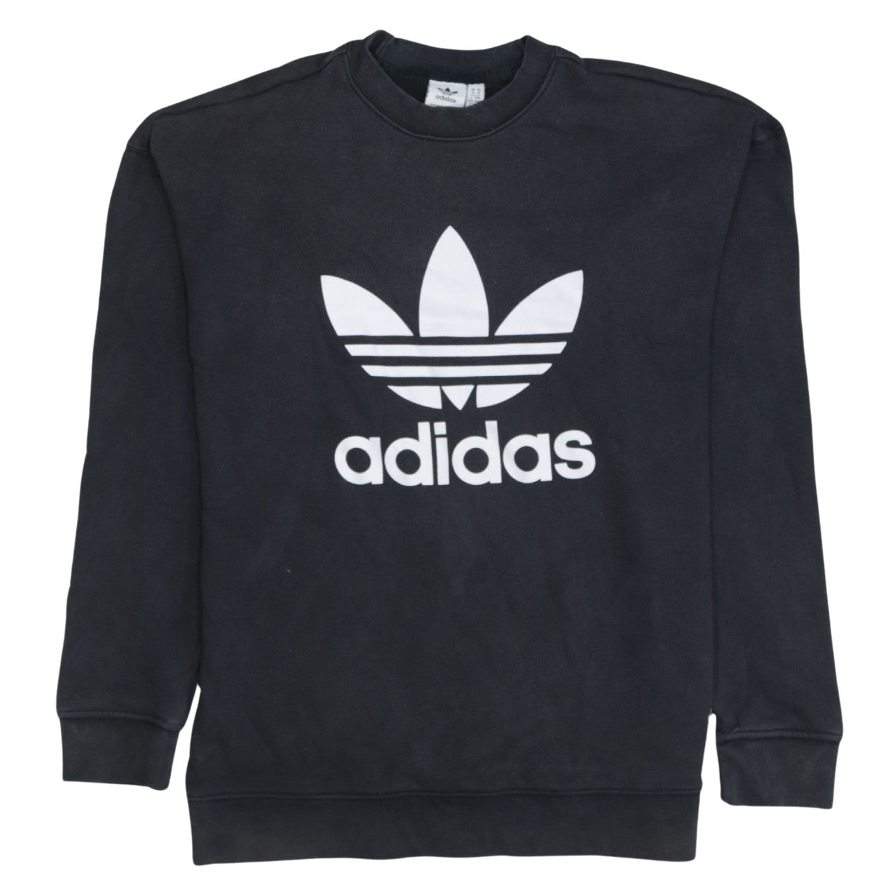 Adidas Women Black Crew Neck Pullover Sweatshirt Size 14