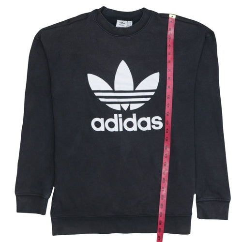 Adidas Women Black Crew Neck Pullover Sweatshirt Size 14