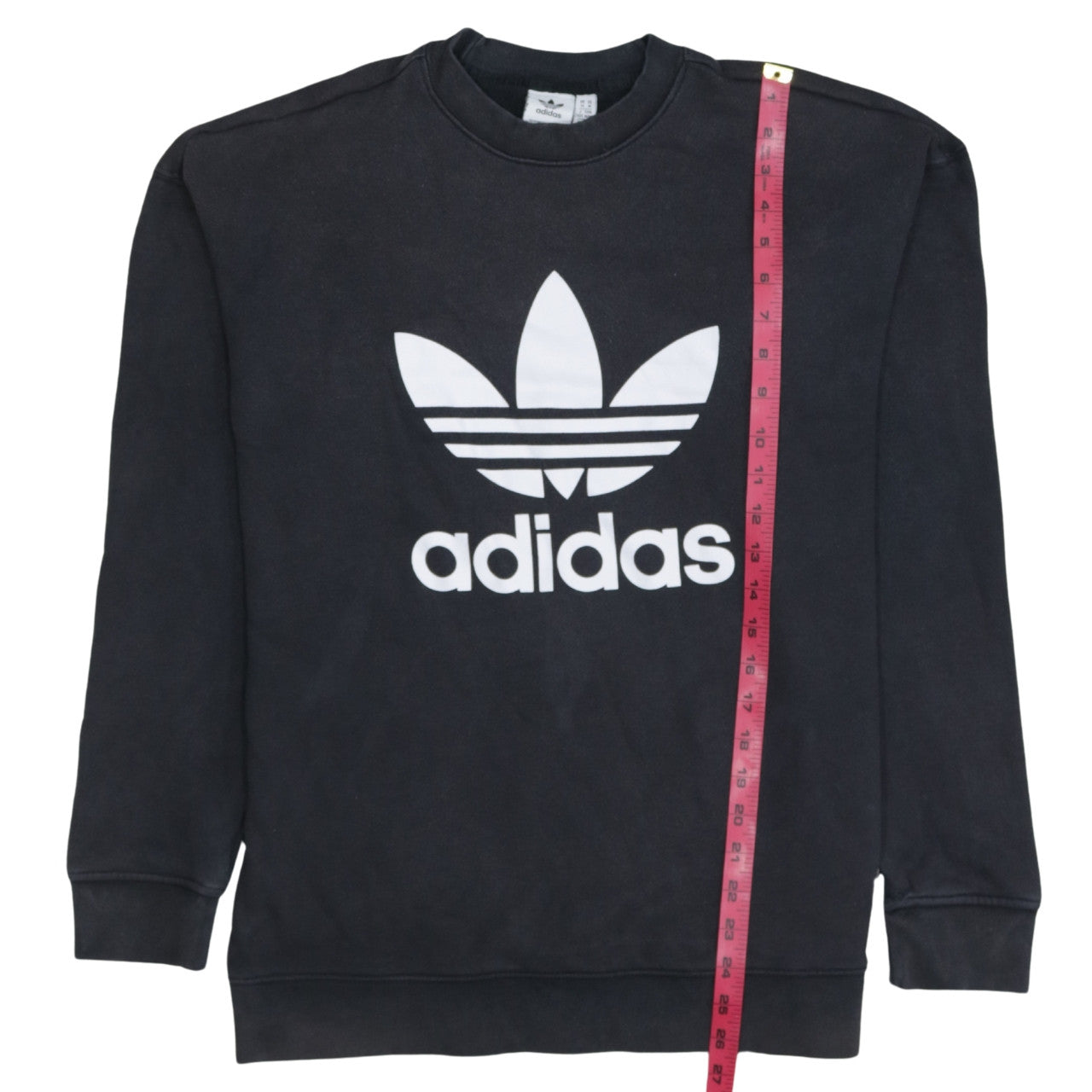 Adidas Women Black Crew Neck Pullover Sweatshirt Size 14