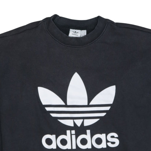 Adidas Women Black Crew Neck Pullover Sweatshirt Size 14