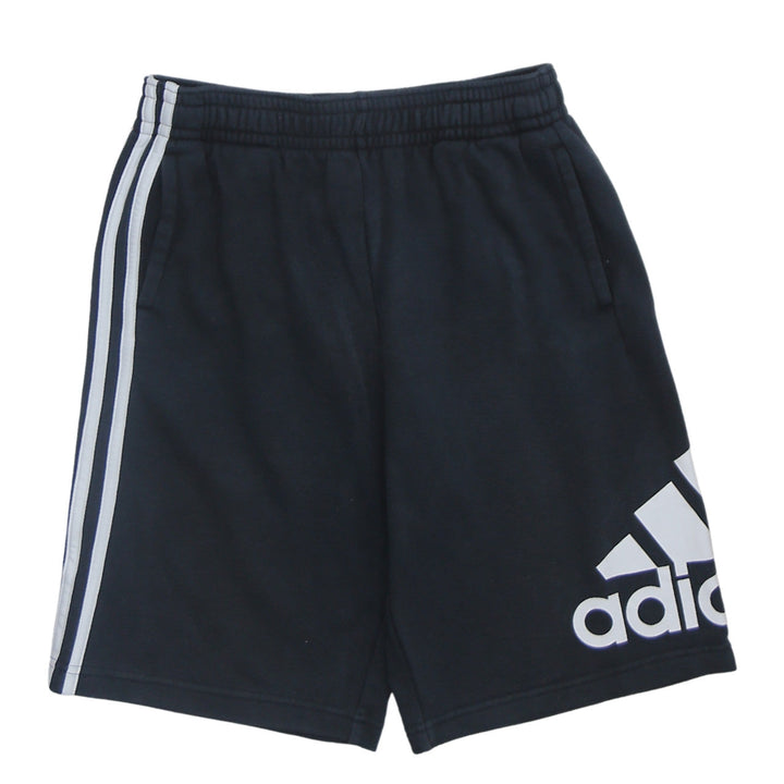 Adidas Boys Black Athletic Shorts 13-14 Years Fleece Elastic Waist Logo