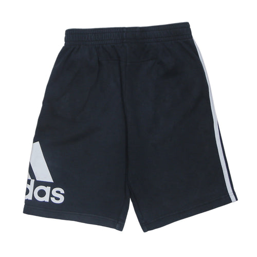 Adidas Boys Black Athletic Shorts 13-14 Years Fleece Elastic Waist Logo