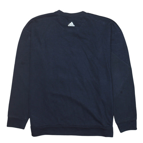 Adidas Womens Navy XS Crew Neck Graphic Logo Sweatshirt