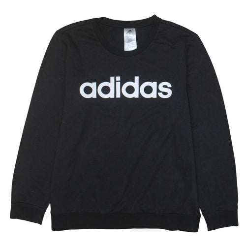 Adidas Womens Black XL Sweatshirt Crew Neck Logo Pullover