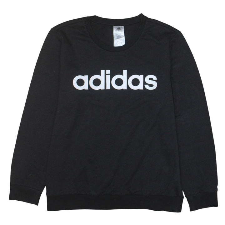 Adidas Womens Black XL Sweatshirt Crew Neck Logo Pullover