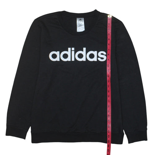 Adidas Womens Black XL Sweatshirt Crew Neck Logo Pullover