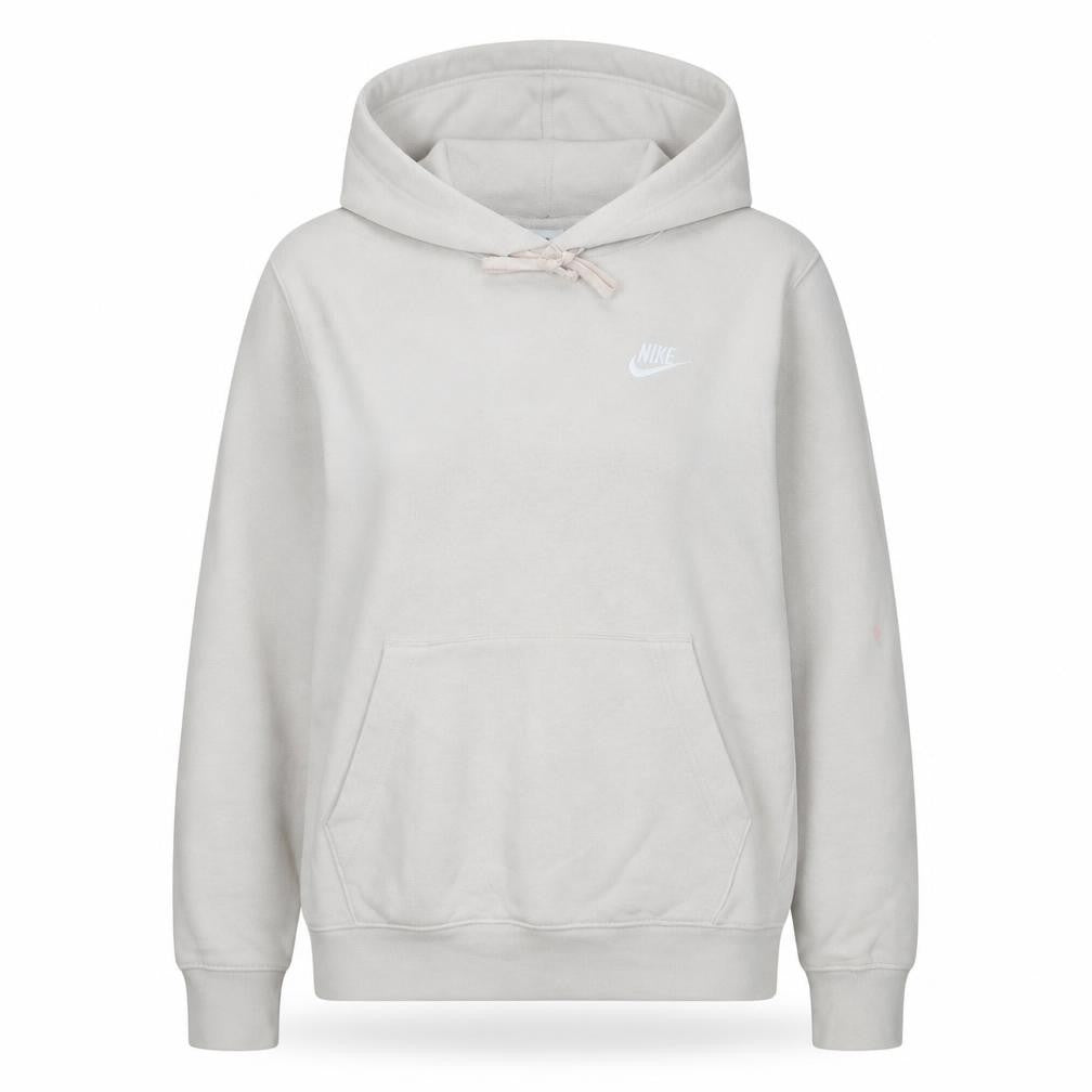 Front view of Nike Women's Beige XS Pullover Hoodie 80% Cotton Logo Print