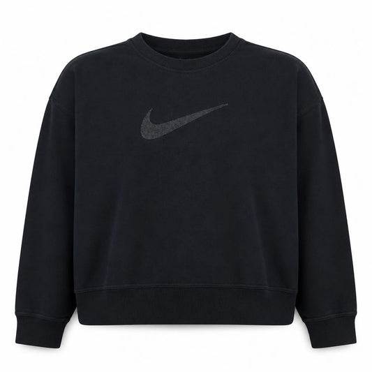 Front view of Nike women’s black xl pullover sweatshirt with logo crew neck