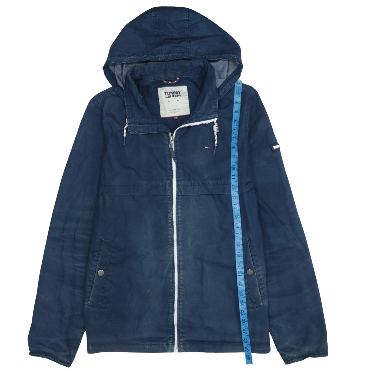 Tommy Jeans Men's Blue 2XL Hooded Full Zip Windbreaker Jacket