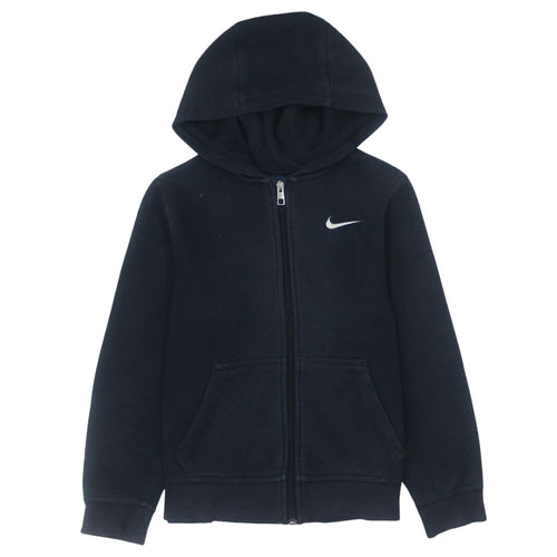 Nike Boys Black Full Zip Hoodie Sweatshirt M 10-12 Years Fleece Lined