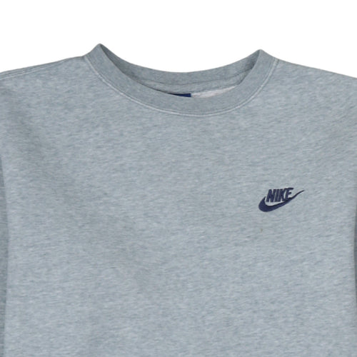 Nike Men's Grey Pullover Sweatshirt M Crew Neck Fleece Regular Fit