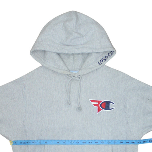 Champion Men's Grey Small Pullover Hoodie with Logo