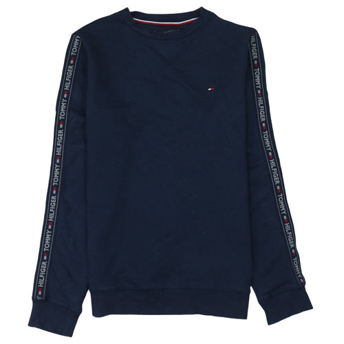 Tommy Hilfiger Men Blue Crew Neck Logo Tape Sweatshirt Size S