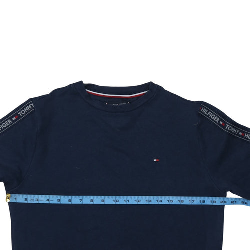 Tommy Hilfiger Men Blue Crew Neck Logo Tape Sweatshirt Size S